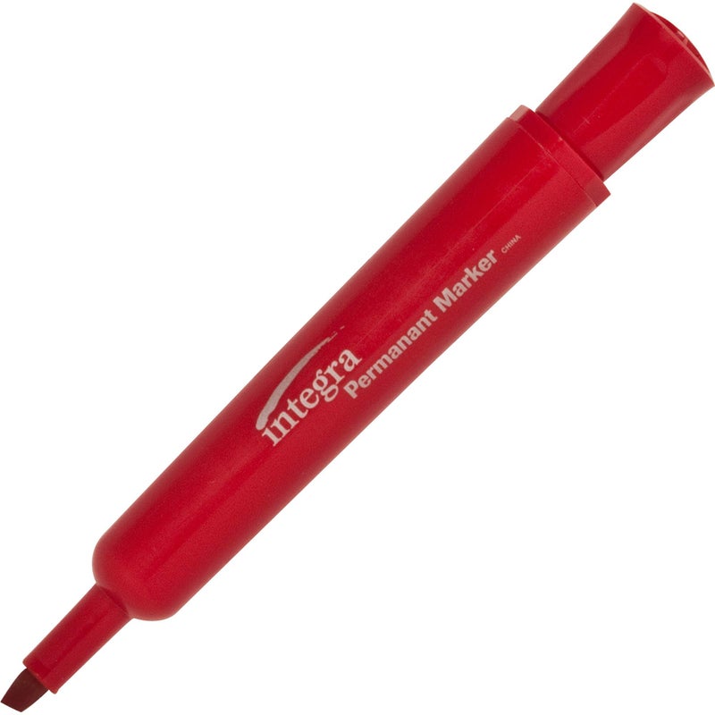 Integra Permanent Red Chisel Markers (Pack of 12) - Image 2